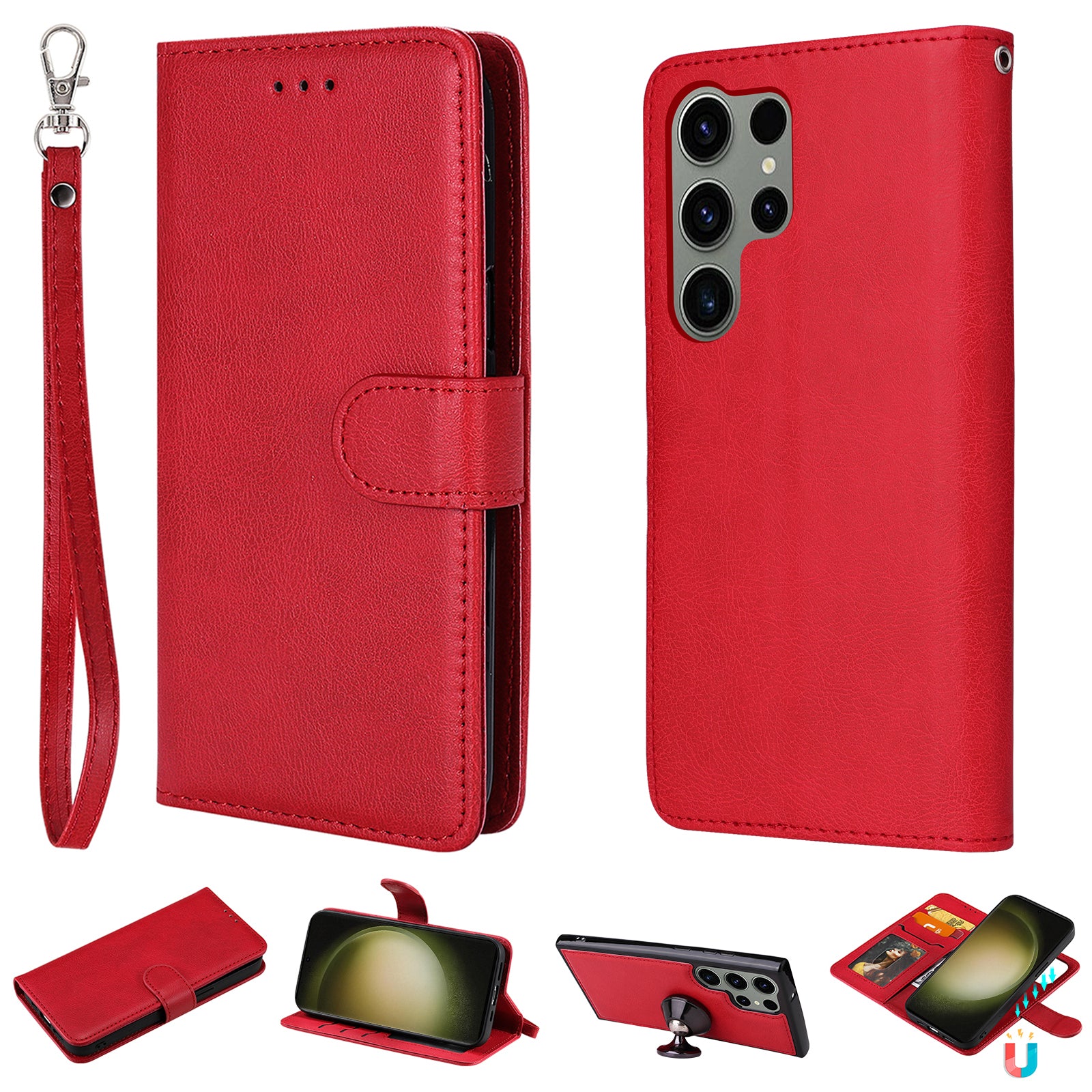 KT Leather Series-3 for Samsung Galaxy S23 Ultra Magnetic Detachable PU Leather Wallet Case Solid Color Flip Stand Phone Cover KT Leather Series-3 for Samsung Galaxy S23 Ultra Magnetic Detachable PU Leather Wallet Case Solid Color Flip Stand Phone Cover